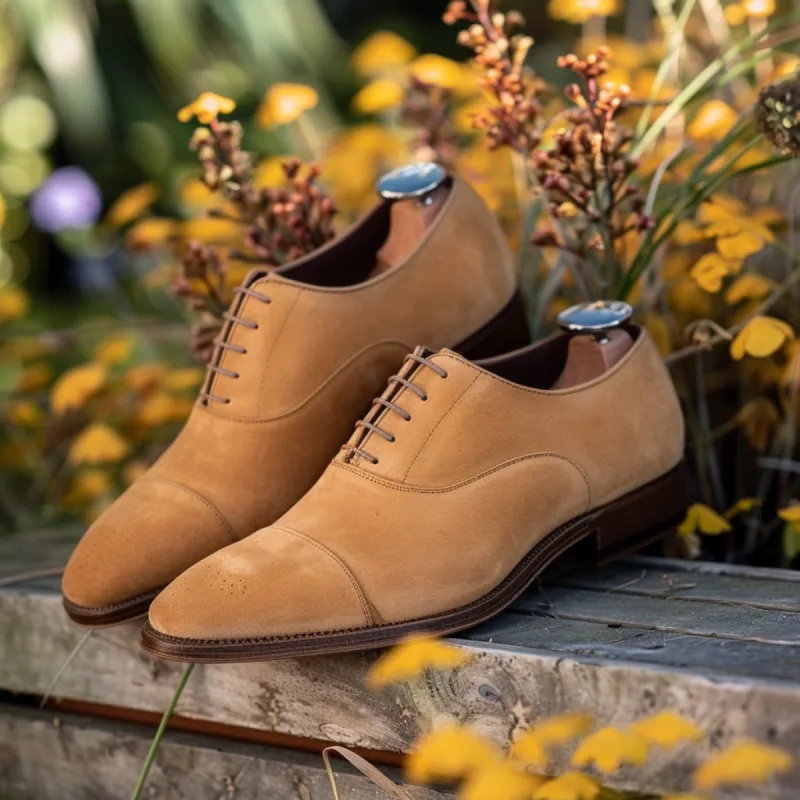 Tan Nubuck Leather Ermanno Oxfords sold by Costoso Italiano