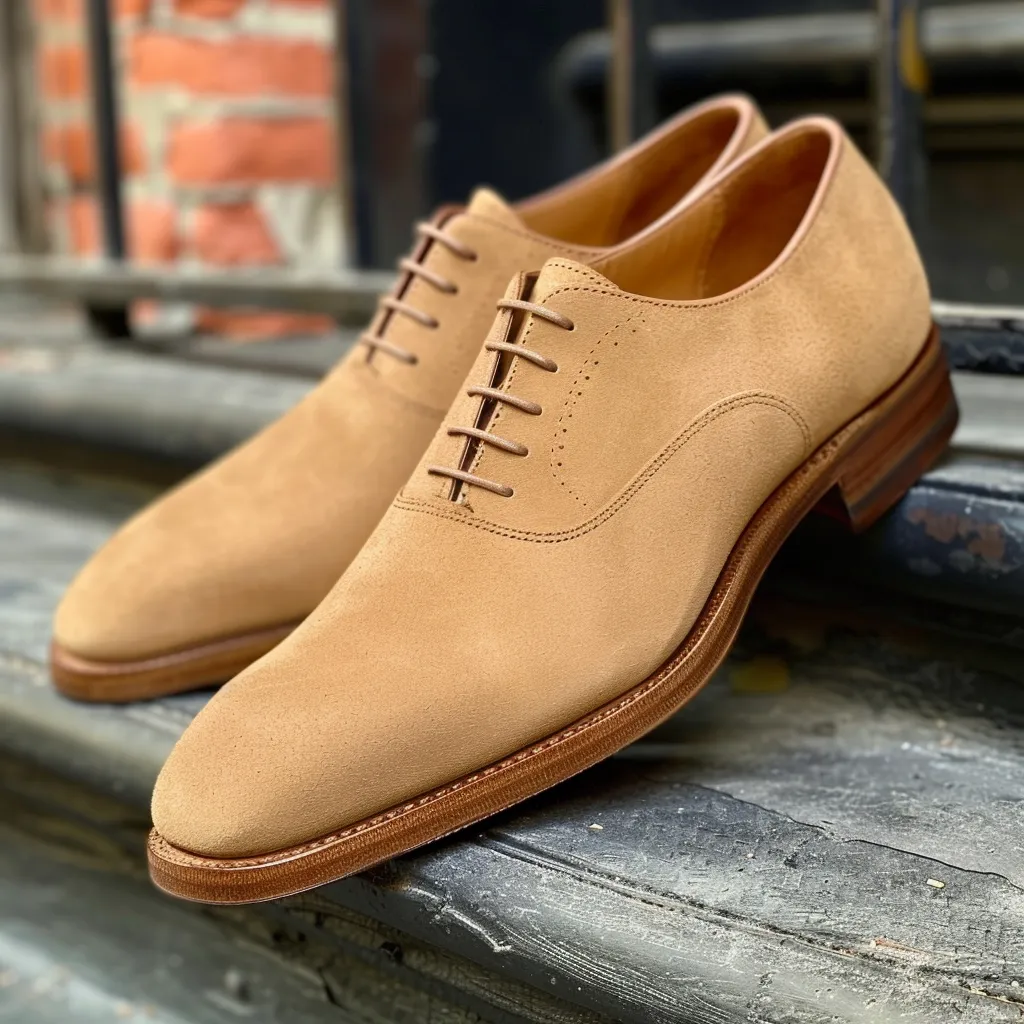 Tan Nubuck Leather Edmondo Oxfords sold by Costoso Italiano
