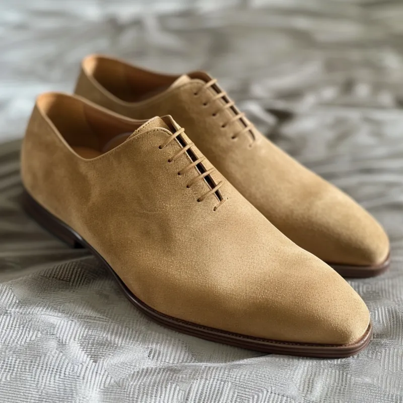 Tan Nubuck Leather Donato Oxfords sold by Costoso Italiano