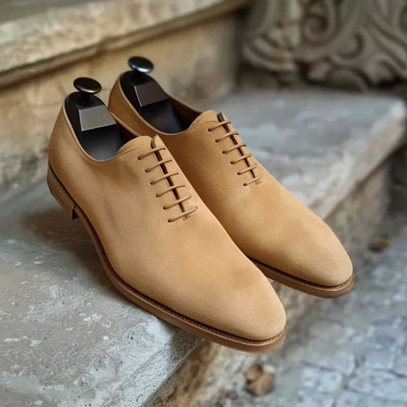 Tan Nubuck Leather Cristiano Oxfords sold by Costoso Italiano