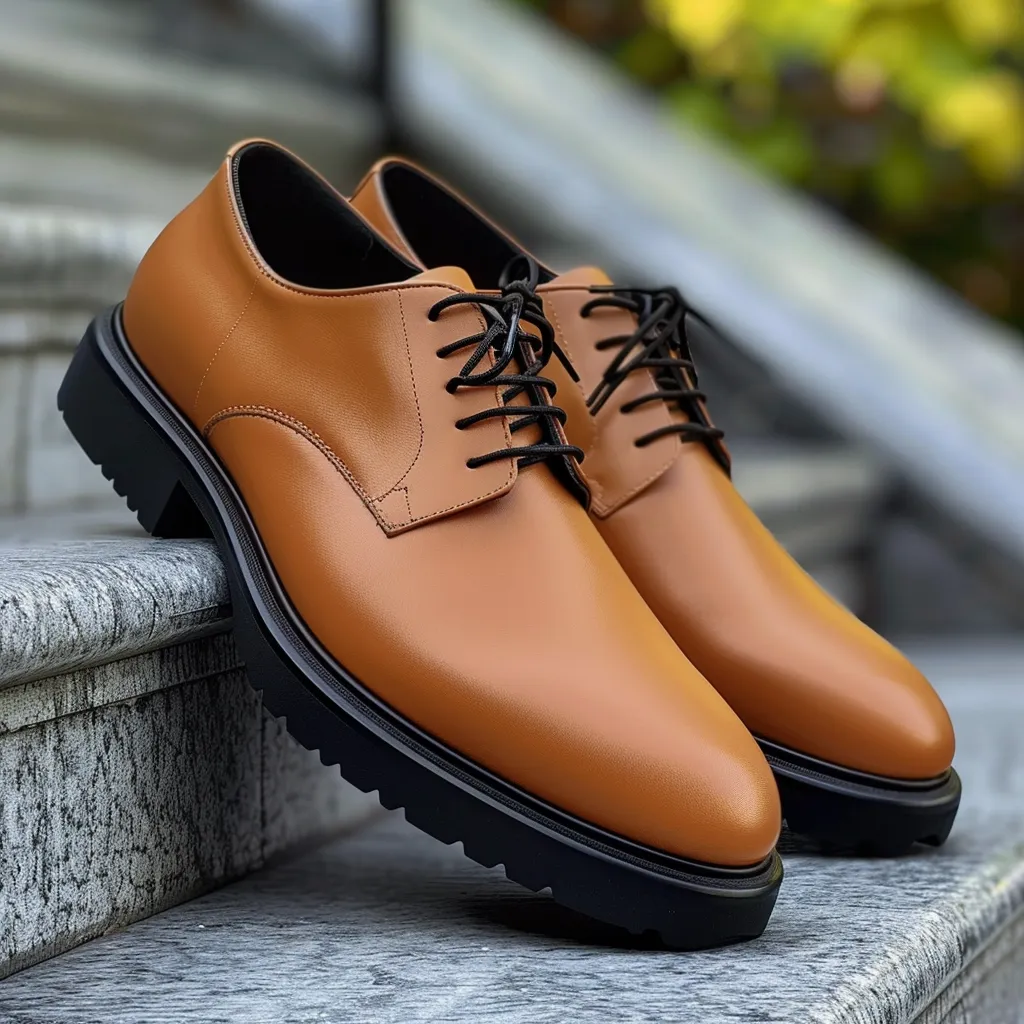 Tan Leather Caio With Thick Sole Oxford Shoe sold by Costoso Italiano