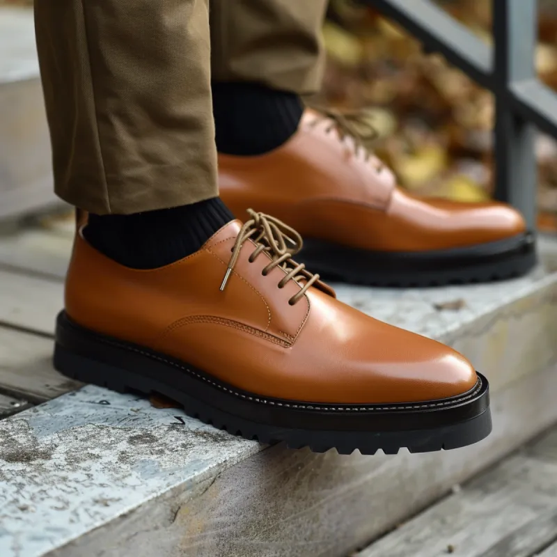 Brown Leather Catullo With Thick Sole Oxford Shoe sold by Costoso Italiano
