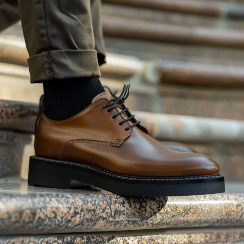 Black Leather Drayton One Cut Oxfords - Formal Shoes sold by Costoso Italiano