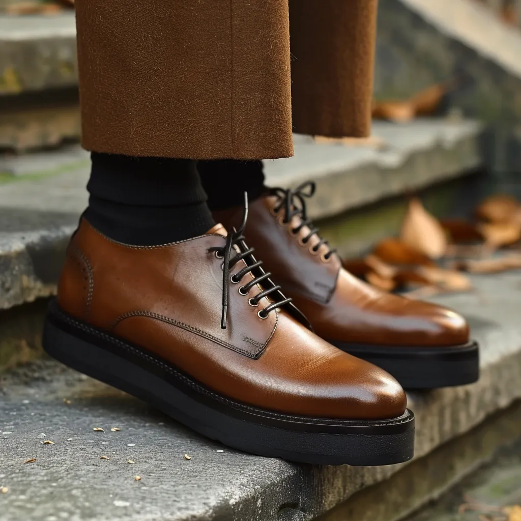 Brown Leather Cassio With Thick Sole Oxford Shoe sold by Costoso Italiano