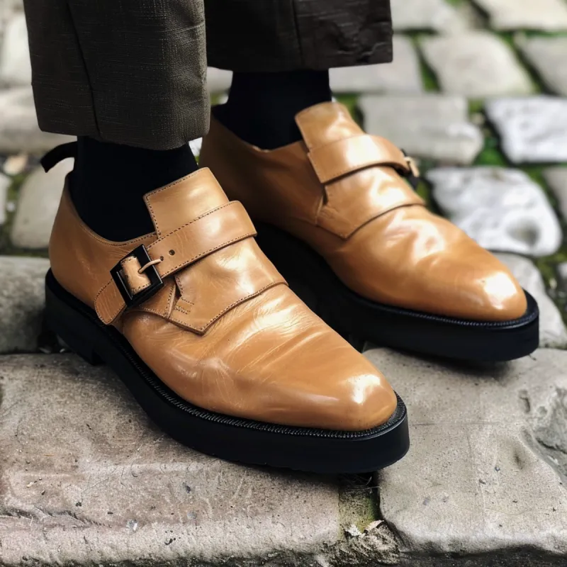 Tan Leather Bruno With Thick Sole Loafers sold by Costoso Italiano
