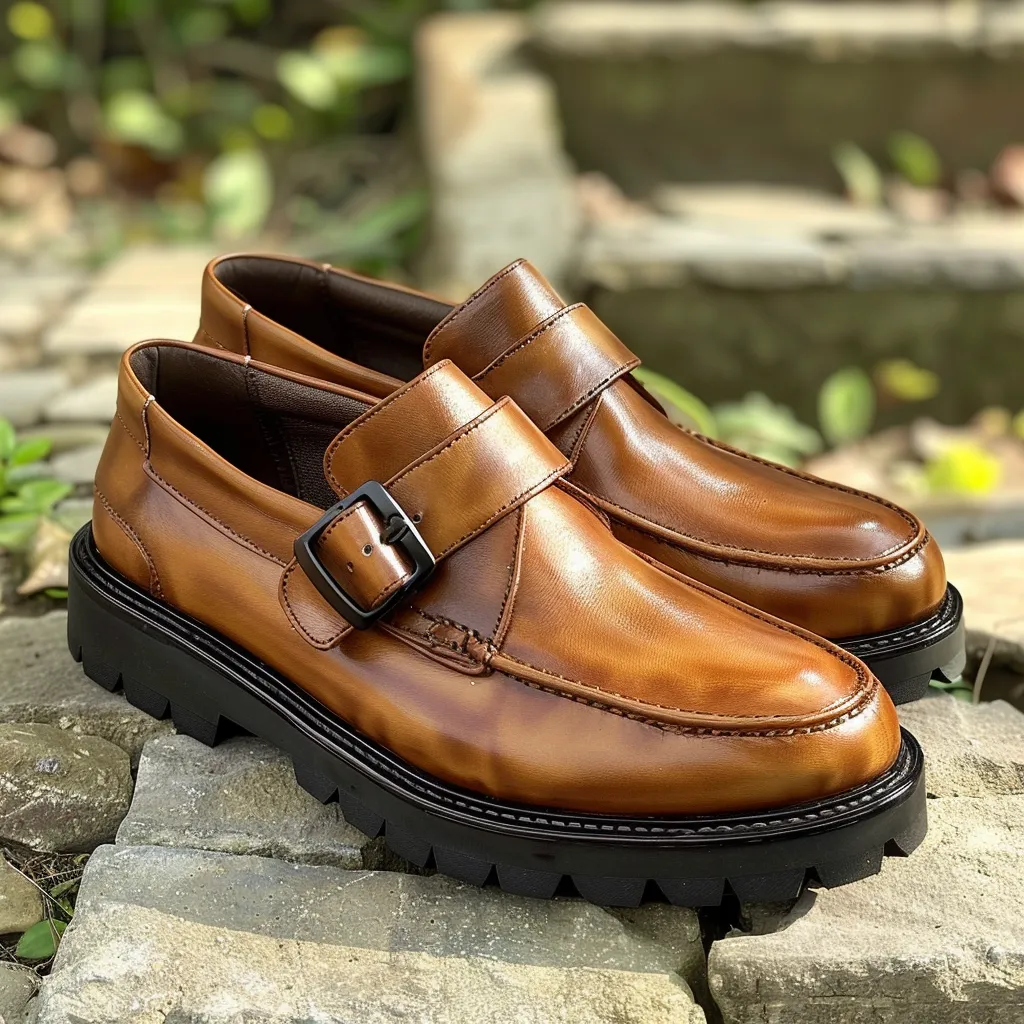 Brown Leather Bertoldo With Thick Sole Loafers sold by Costoso Italiano