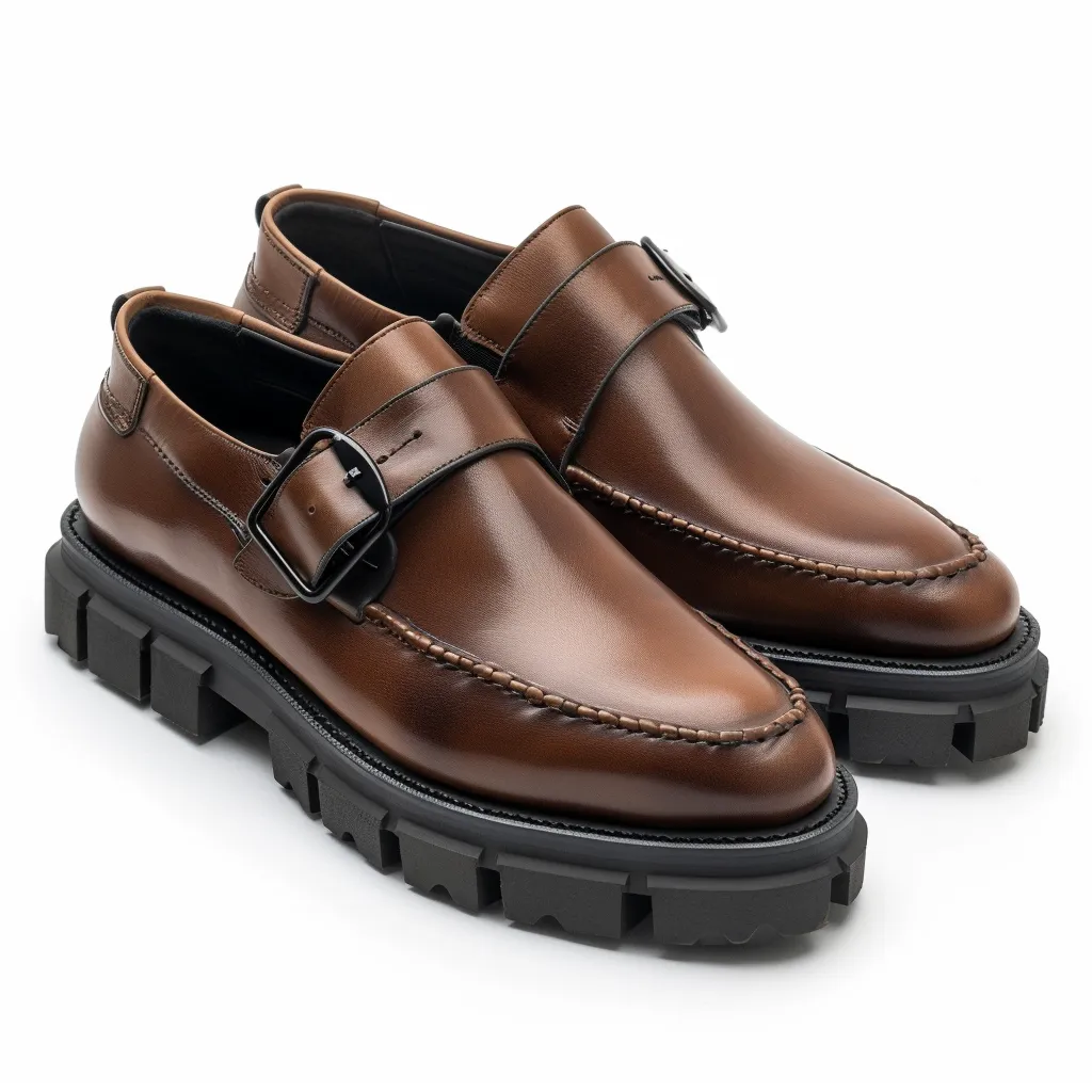 Brown Leather Benvenuto With Thick Sole Loafers sold by Costoso Italiano