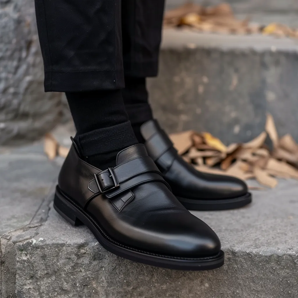 Black Leather Benedetto With Thick Sole Loafers sold by Costoso Italiano