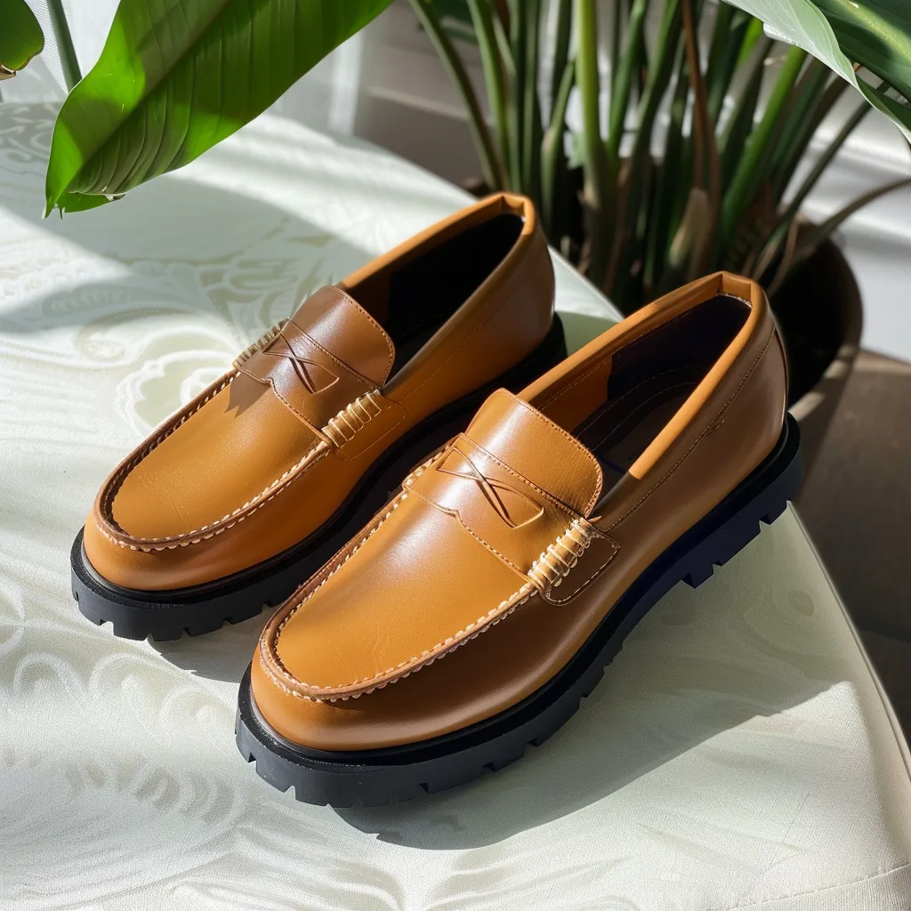 Tan Leather Baldovino With Thick Sole Loafers sold by Costoso Italiano