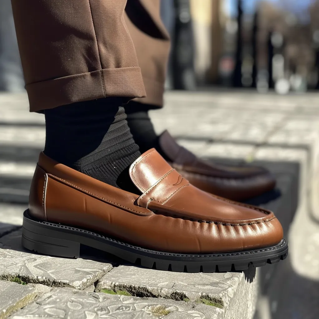 Brown Leather Asdrubale With Thick Sole Loafers sold by Costoso Italiano