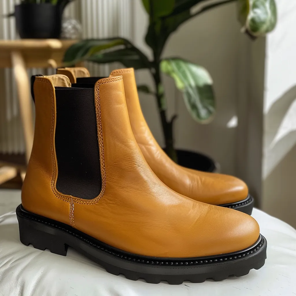 Tan Leather Aristide With Thick Sole Chelsea Boot sold by Costoso Italiano