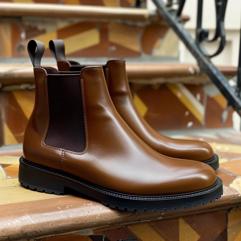 Brown Leather Appio With Thick Sole Chelsea Boot sold by Costoso Italiano