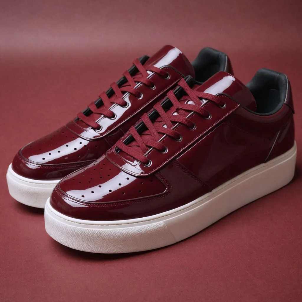 Burgundy Leather Savvy Lace-Up Sneakers With Black Sole - Summer 2024 Collection sold by Costoso Italiano