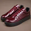 Burgundy Leather Savvy Lace-Up Sneakers with Black Sole - Summer 2024 Collection sold by Costoso Italiano