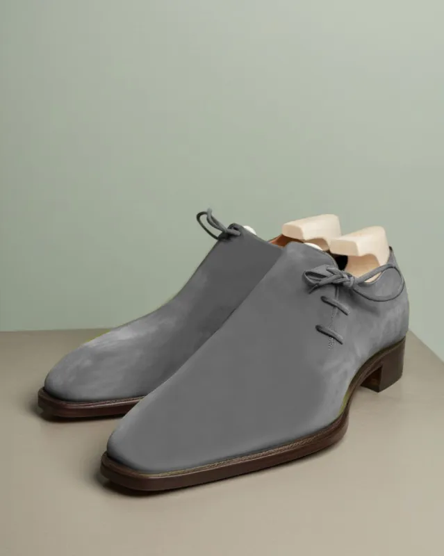 Grey Suede Leather Camria Whole Cut Oxfords - Formal Shoes sold by Costoso Italiano