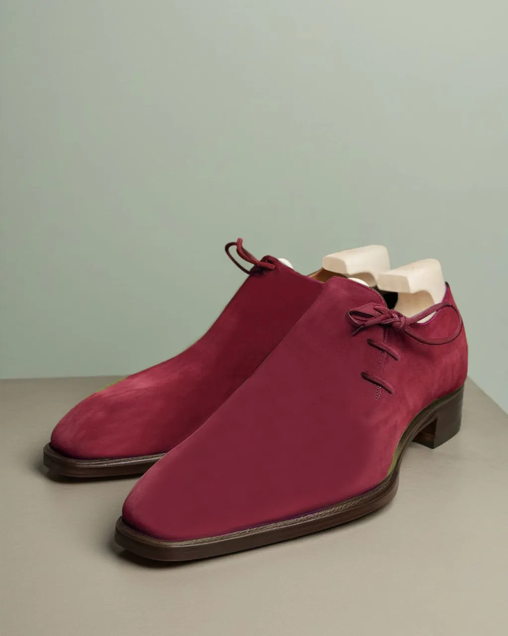 Burgundy Suede Leather Camria Whole Cut Oxfords - Formal Shoes sold by Costoso Italiano