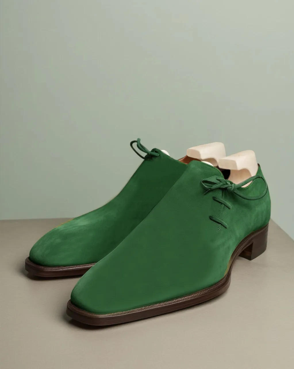 Green Suede Leather Camria Whole Cut Oxfords - Formal Shoes sold by Costoso Italiano
