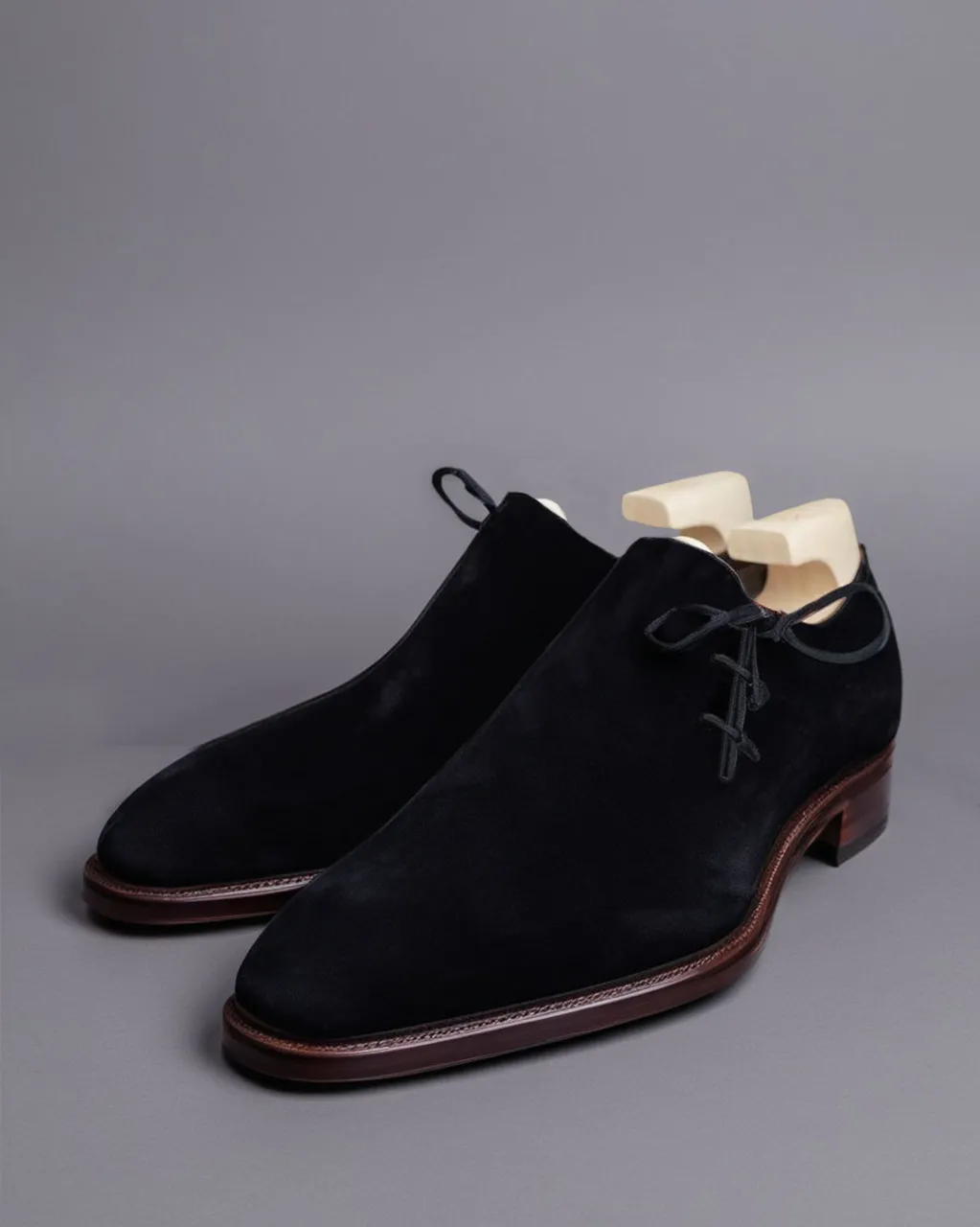 Black Suede Leather Camria Whole Cut Oxfords - Formal Shoes sold by Costoso Italiano