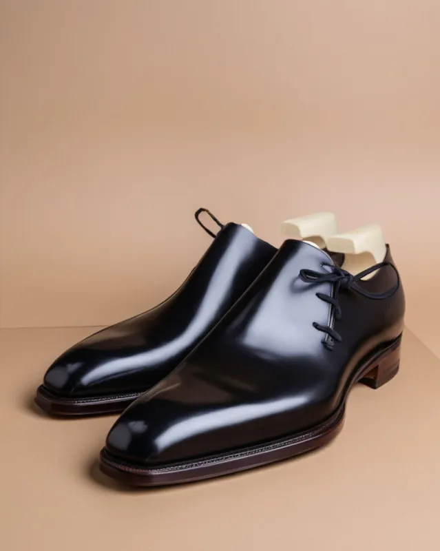 Black Leather Camria Whole Cut Oxfords - Formal Shoes: The Royale Collection sold by Costoso Italiano