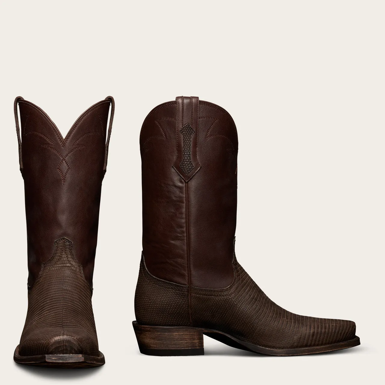 Height Increasing Brown Reptile Print Leather Beewin Slip On Zipper Western Cowboy Boots - AW24 sold by Costoso Italiano product image thumbnail 4