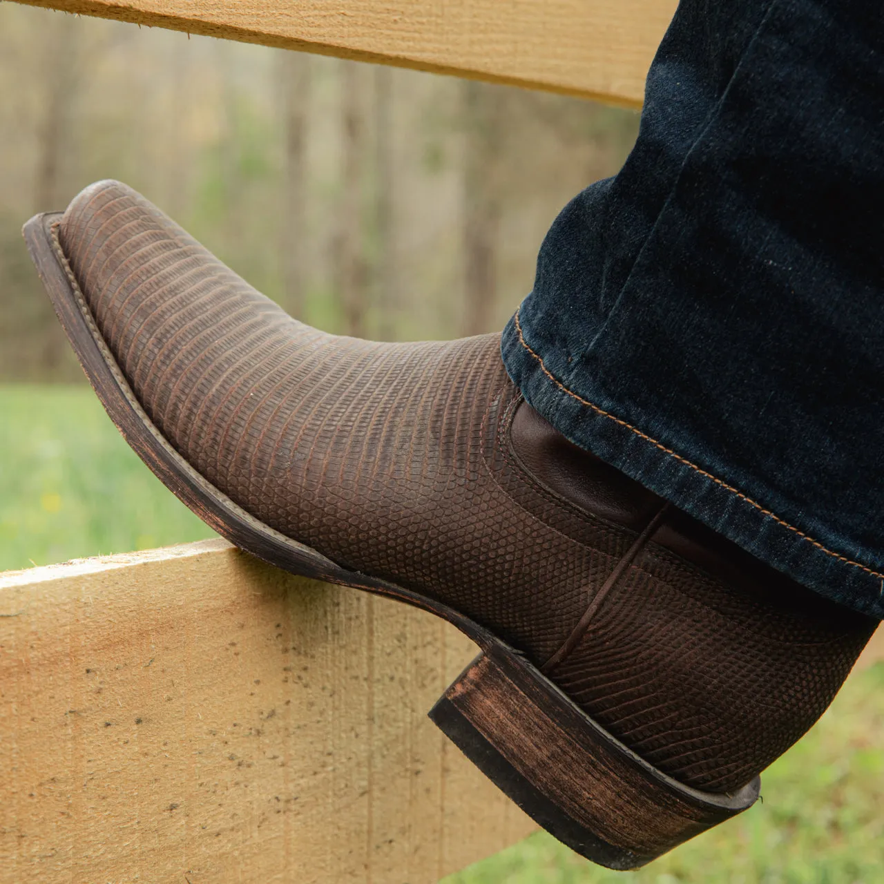 Height Increasing Brown Reptile Print Leather Beewin Slip On Zipper Western Cowboy Boots - AW24 sold by Costoso Italiano product image thumbnail 5