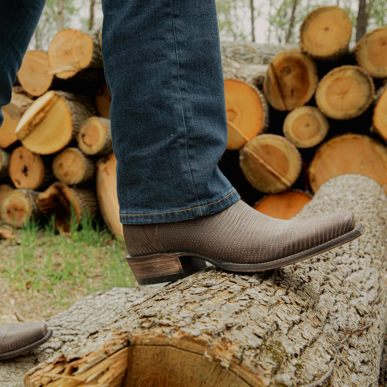 Height Increasing Brown Reptile Print Leather Beewin Slip On Zipper Western Cowboy Boots - AW24 sold by Costoso Italiano product image thumbnail 2