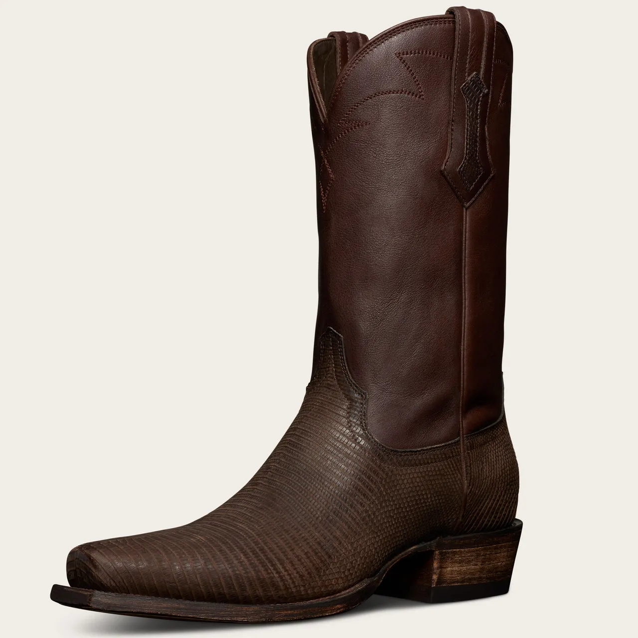 Height Increasing Brown Reptile Print Leather Beewin Slip On Zipper Western Cowboy Boots - AW24 sold by Costoso Italiano product image thumbnail 3