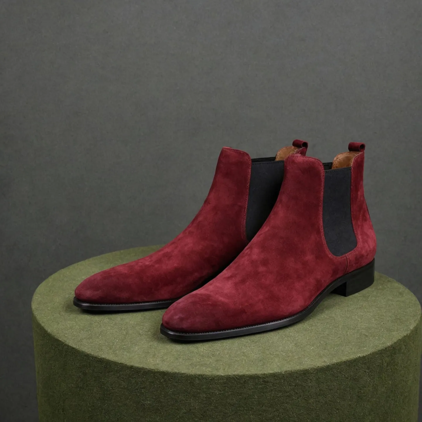 Burgundy Suede Leather Lucca Slip On Chelsea Boots - AW24 sold by Costoso Italiano