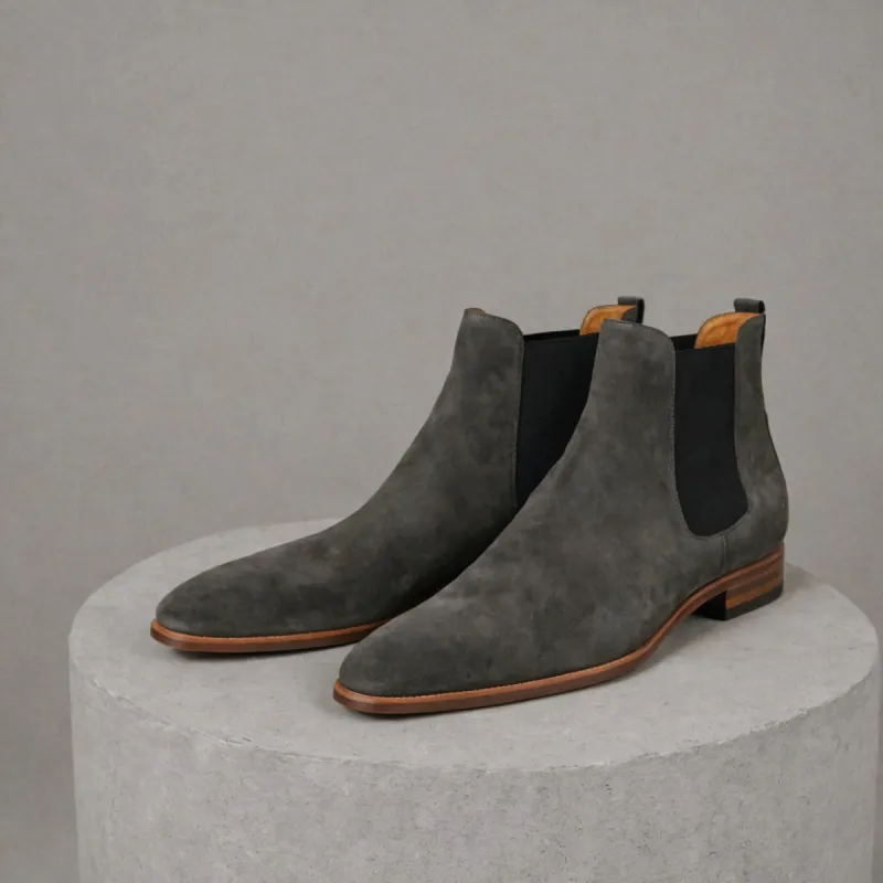 Grey Leather Lucca Slip On Chelsea Boots - AW24 sold by Costoso Italiano