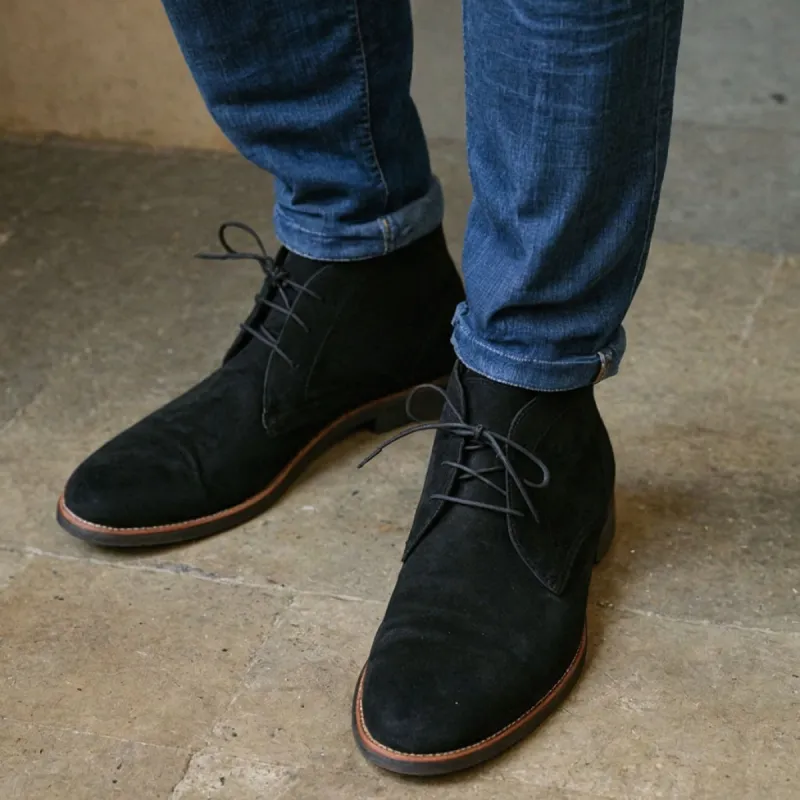 Black Suede Sahara Step Chukka Desert Boots with Leather Sole - Summer 2024 Collection sold by Costoso Italiano