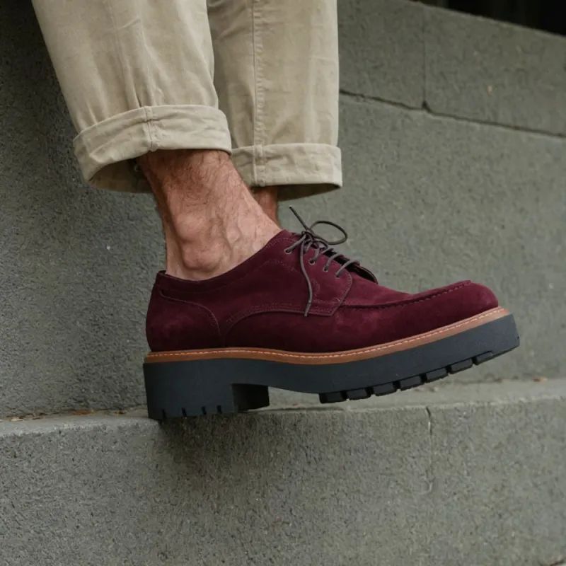 Burgundy Suede Leather Eros Chunky Derby Shoes - AW24 sold by Costoso Italiano