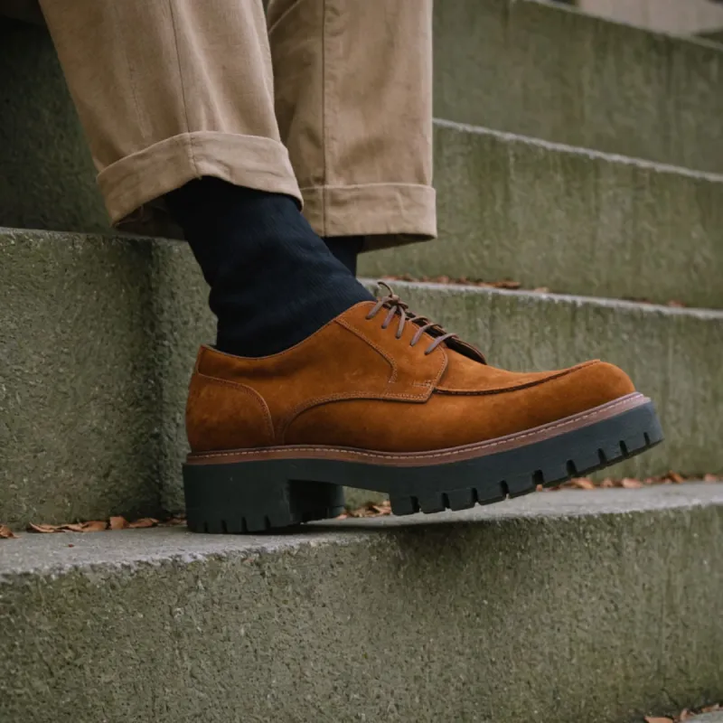 Tan Suede Leather Eros Chunky Derby Shoes - AW24 sold by Costoso Italiano