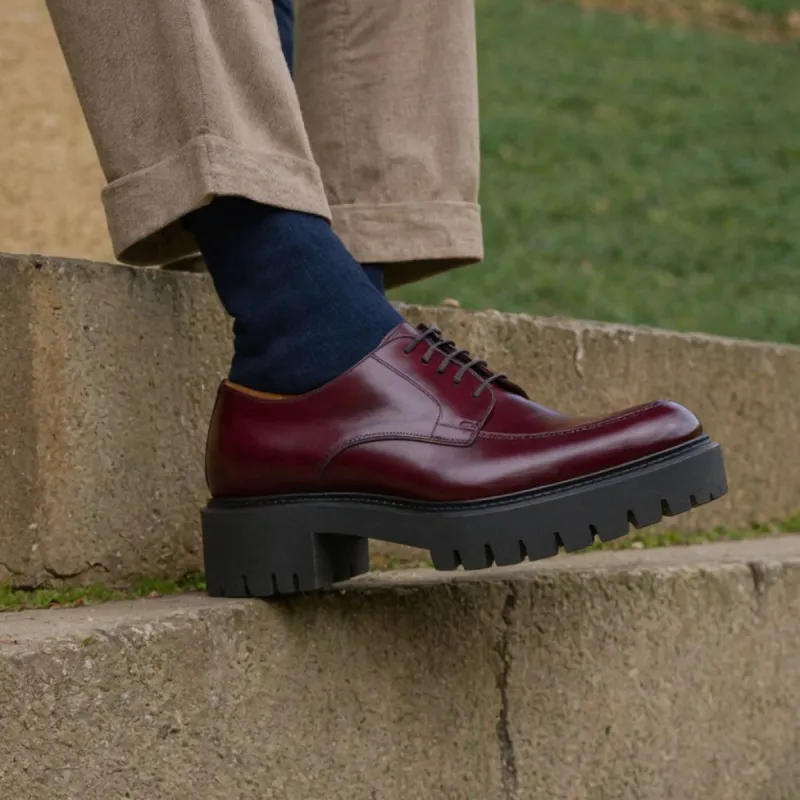 Burgundy Leather Eros Chunky Derby Shoes - AW24 sold by Costoso Italiano