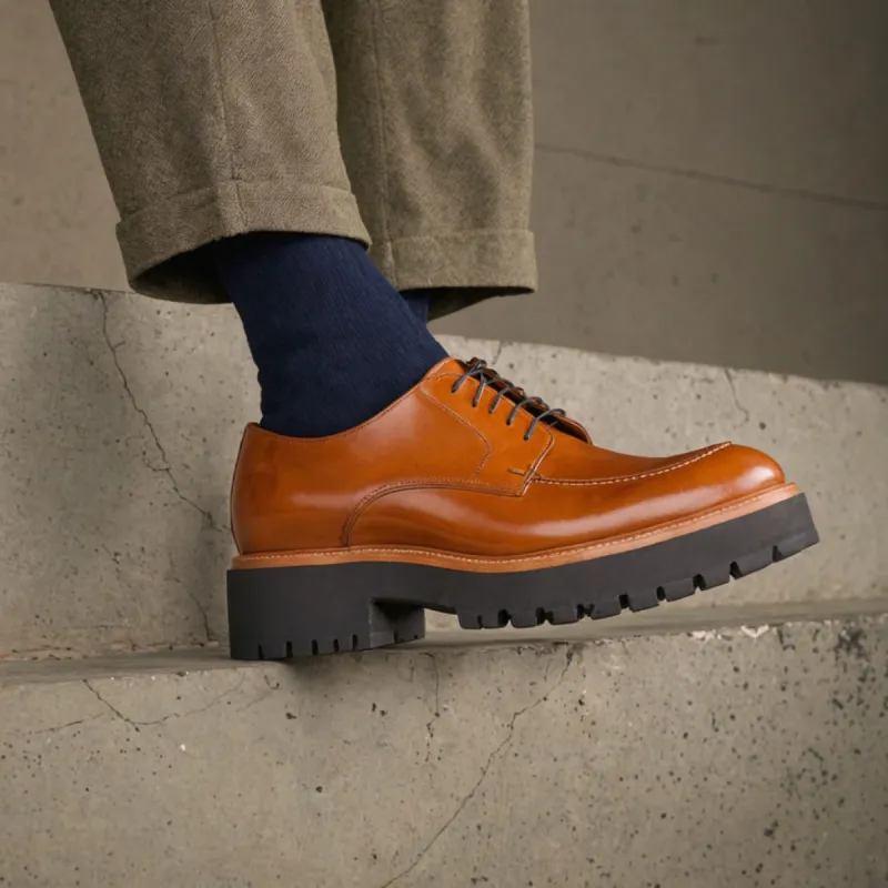 Tan Leather Eros Chunky Derby Shoes - AW24 sold by Costoso Italiano