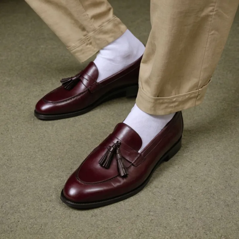 Burgundy Leather Belize Chunky Tassel Loafers - With Track Soles - AW24 sold by Costoso Italiano