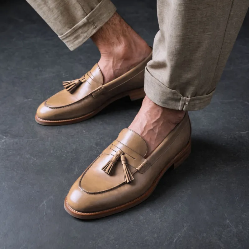 Cream Leather Belize Chunky Tassel Loafers - With Track Soles - AW24 sold by Costoso Italiano