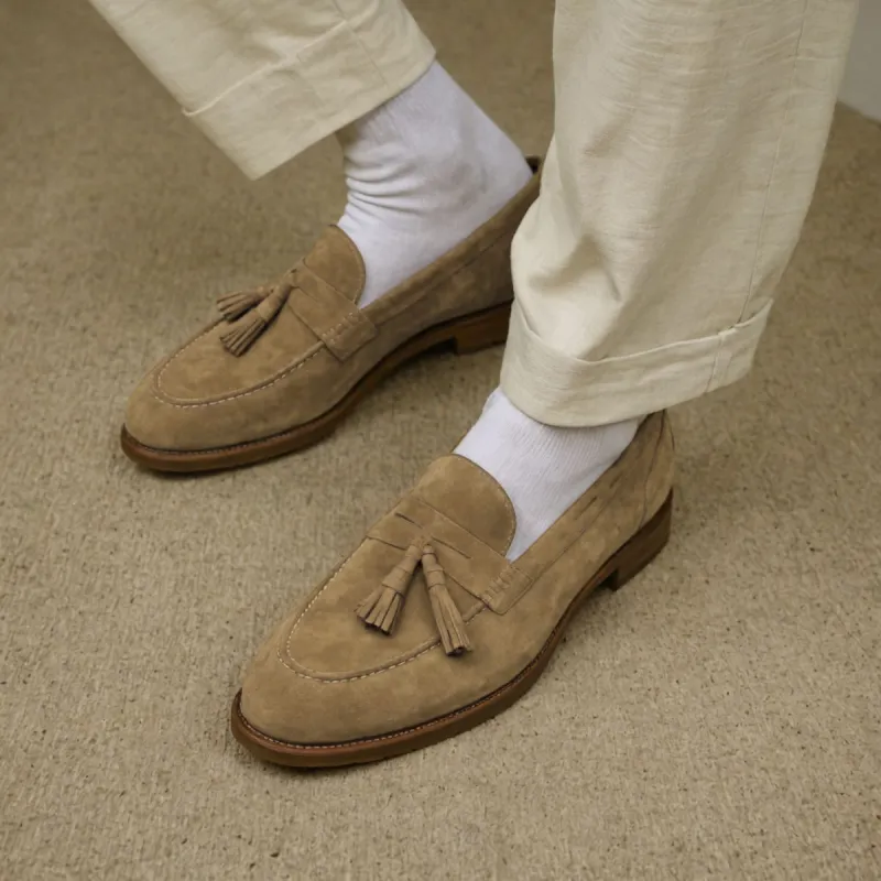 Cream Suede Belize Chunky Tassel Loafers - With Track Soles - AW24 sold by Costoso Italiano