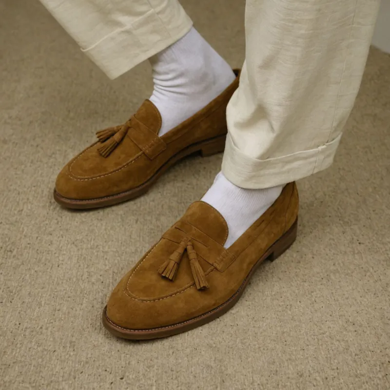Tan Suede Belize Chunky Tassel Loafers - With Track Soles - AW24 sold by Costoso Italiano