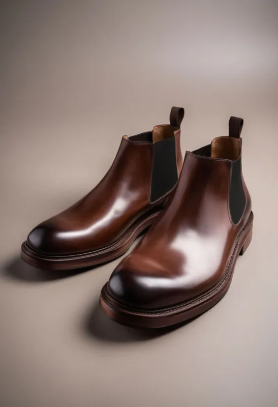 Brown Leather Grayson Chelsea Boot sold by Costoso Italiano