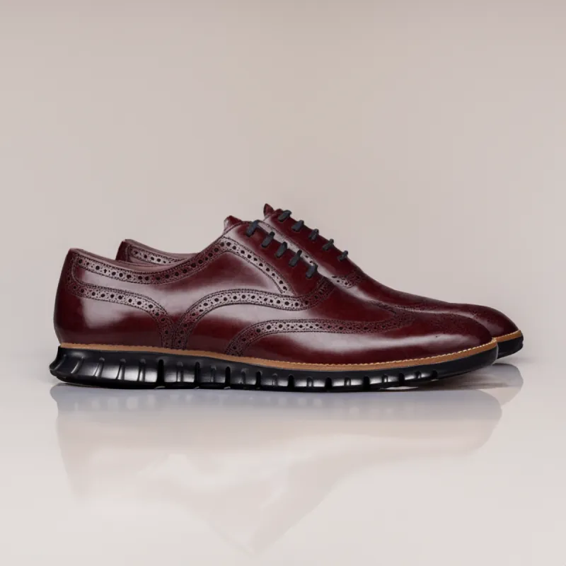 Burgundy Leather Everett Lace Up Oxfords with Black Hybrid Sole - SS23 sold by Costoso Italiano