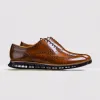 Tan Croc Print Leather Everett Lace Up Oxfords with Black Hybrid Sole - SS23 sold by Costoso Italiano