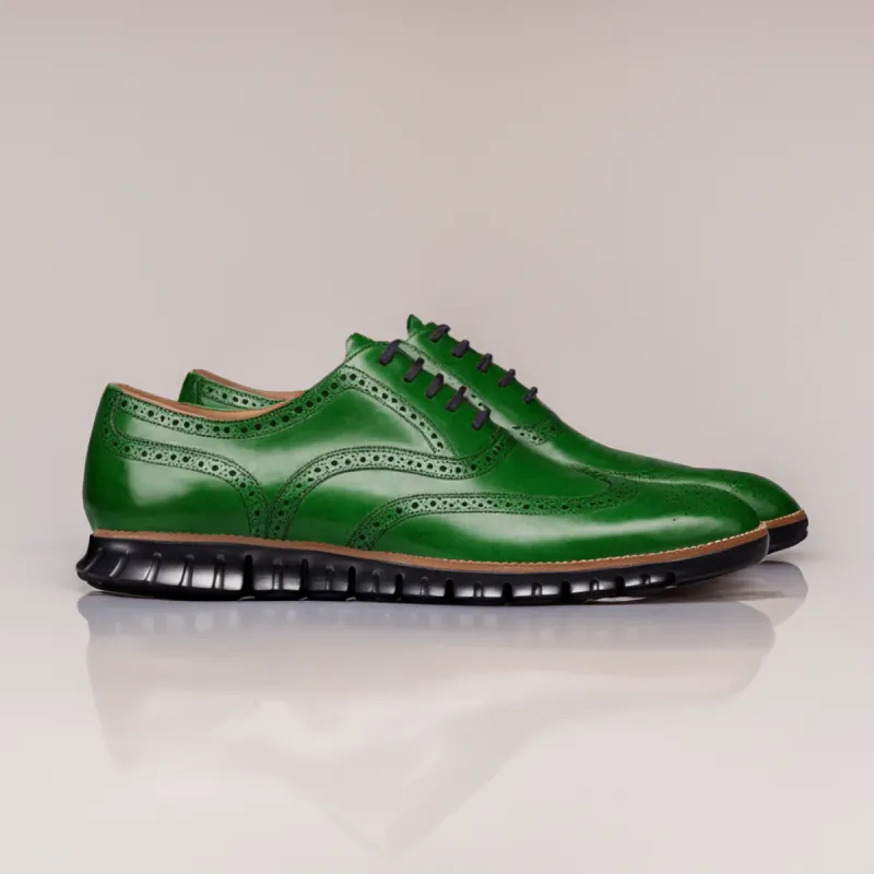 Green Leather Everett Lace Up Oxfords with Black Hybrid Sole - SS23 sold by Costoso Italiano