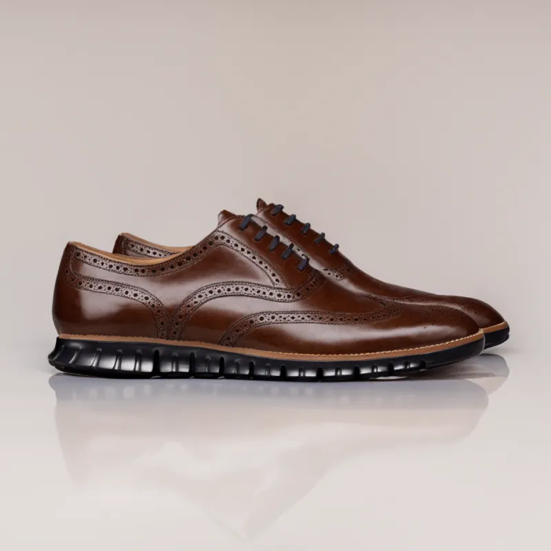 Brown Leather Everett Lace Up Oxfords with Black Hybrid Sole - SS23 sold by Costoso Italiano