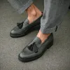 Grey Leather Belize Chunky Tassel Loafers - With Track Soles - AW24 sold by Costoso Italiano