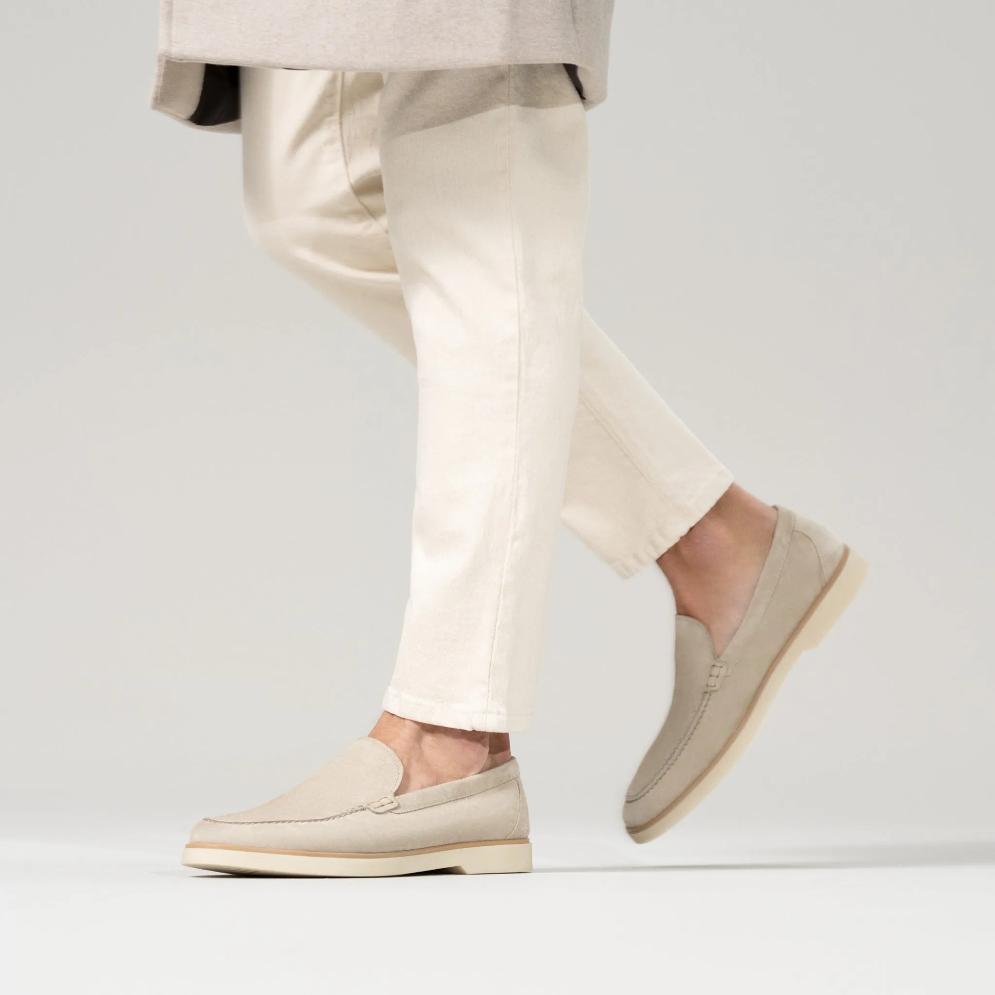 Luxury Edition - Artisian Made Off White Italian Suede Quirin Loafers with White Soles - Summer 2024 Collection sold by Costoso Italiano product image thumbnail 2