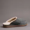 Grey Suede Leather Eliana Fur Lined Slippers sold by Costoso Italiano