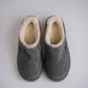 Grey Suede Leather Eliana Fur Lined Slippers sold by Costoso Italiano