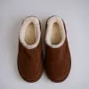 Brown Suede Leather Eliana Fur Lined Slippers sold by Costoso Italiano