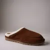 Brown Suede Leather Eliana Fur Lined Slippers sold by Costoso Italiano