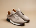 Grey Suede Leather Nausori Lace Up Running Sneaker Shoes sold by Costoso Italiano